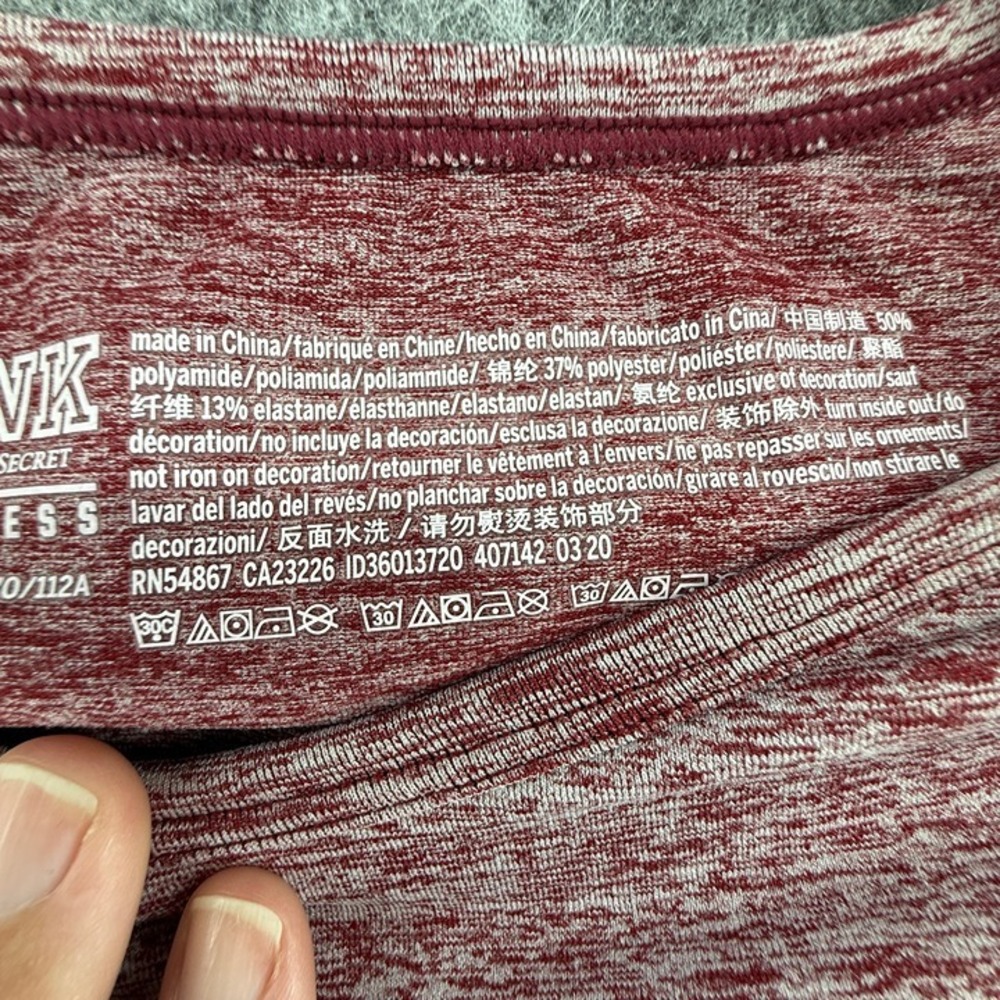 PINK Seamless Activewear Womens Workout cropped tee Wine Red size XL Stretch - Picture 7 of 12